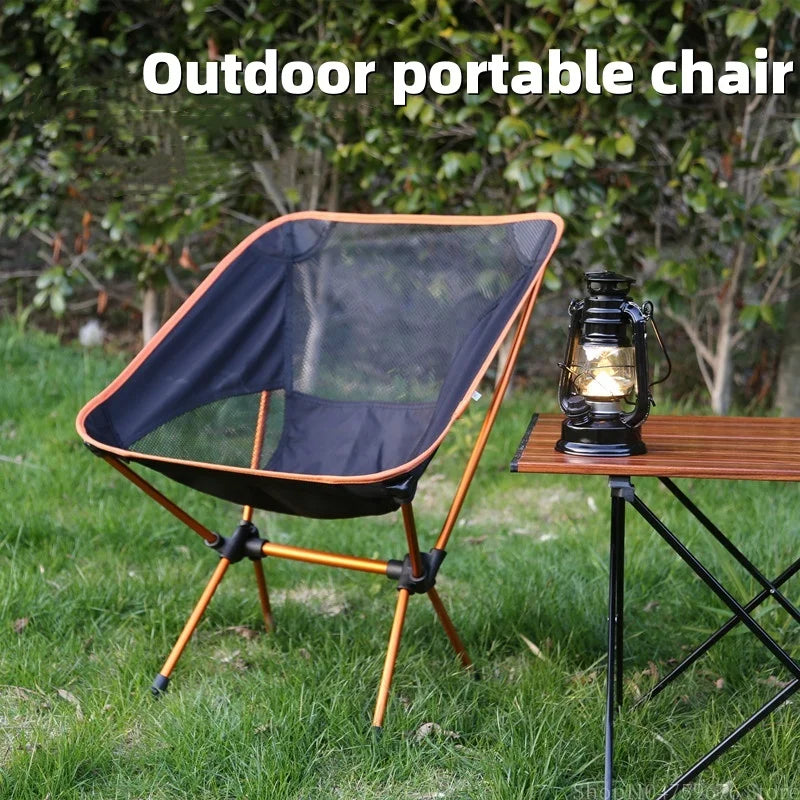 Ultra-Light Foldable Aluminum Alloy Moon Chair – Reclining Outdoor Fishing & Camping Chair